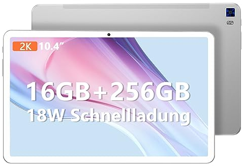 VASOUN Tablet 10 Zoll, Android Tablet PC mit 16GB+256 GB Speicher, Octa-core Prozessor, 5Ghz WiFi, 8000 Mah, 2000 x1200 FHD IPS Bildschirm, Thin, Silver White