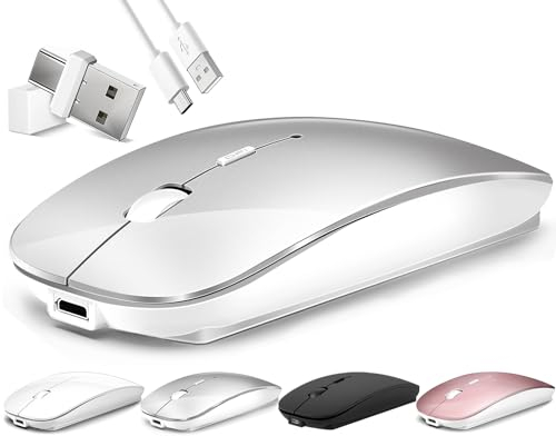 LEAPEST Kabellose Maus für Laptop, Bluetooth-Maus mit DREI Modi (Bluetooth 5.2+ USB-A & USB-C Empfänger) - Kompatibel mit TypeC & USB Port Geräten/MacBook Pro/Air/Mac/iPad/Chromebook/Computer