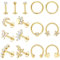 Krfy 15Pcs Tragus Piercing Ohr Set Chirurgenstahl Ohrringe Creolen Gold für Damen Herren Hypoallergene Helix Conch Labret Rook Nasen Piercing Ring Schmuck