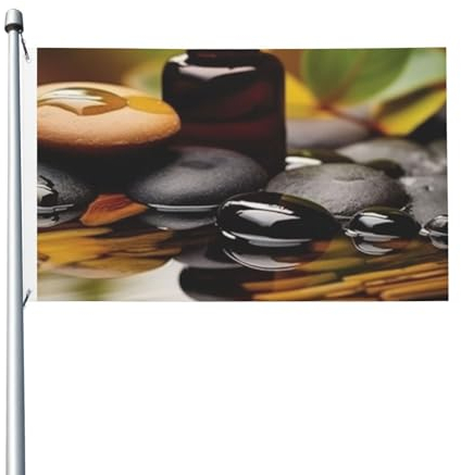 Stones and Spa Oil on The Wood Near a Pond Flag 3x5 Ft Double Sided Garden Flag Welcome Spring Summer Garden Flags Outdoor Flags With Grommets Large Banner Sign Yard Flag for Home Decorations