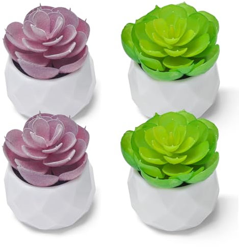 4 Pièces Plante Artificielle d'intérieur, Plantes Artificielles Décoratives, Faux Succulent Simulation de Plante en Pot succulente, Petite Fausse Plante Décoration pour Maison Bureau Table Chambre