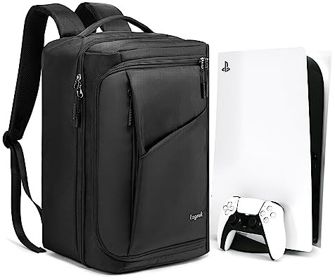 Ezgnuk Zaino da gioco per console PS5 Slim, custodia protettiva da viaggio per PlayStation 5 Slim, laptop, cuffie, dischi di gioco e accessori, grande capacità
