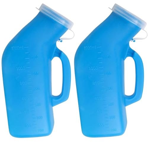 DMJJSD® 2 Pack Urinal Bottle 1200ml/34 Ounce Urinal Bottles for Men Portable Urinal with Lid Male Urine Bottles Non Spill Pee Bottle for Men for Hospital, Incontinence,Outdoor, Car, Travel, Camping