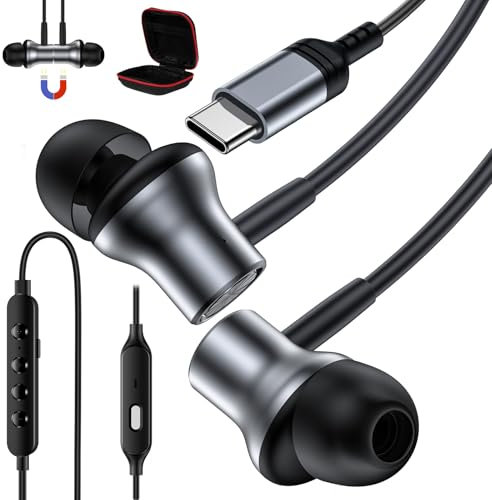 USB C Karaoke Headphones for iPhone 17 16e 15, Wired Earbuds Magnetic in-Ear Type C Earphone with 5 Music Mode for Samsung A36 A56 A17 A16 S25 S24 S23 S22 S21 Pixel 10 9a 8 One plus 13 Nord 5 4 Mi 15T