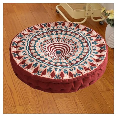 ILiemao Sitzkissen für Stuhl Garten Küchenstuhl Boden Draußen mit Griff, Outdoor 45 cm, Sitzkissen Rund, Stuhlkissen für Bank, Sitzauflage, Bodenkissen Boho, Sitzerhöhung Stuhl, Sesselauflage(R11)