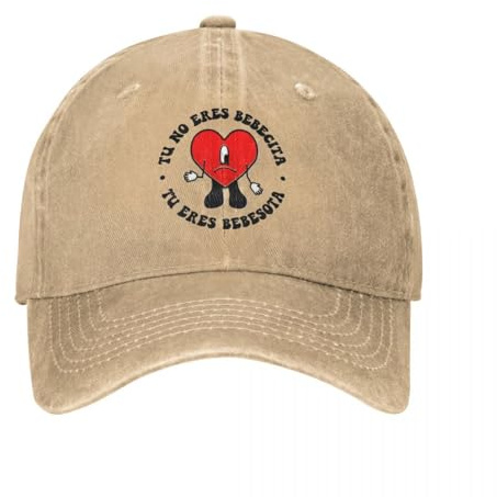 QIYAEUA Unisex Vintage Vintage Bad Bunny Baseballmützen Unisex Distressed Denim Sun Cap Trauriges Herz Outdoor Laufen Golf Verstellbare Passform Caps Hut