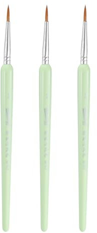 sourcing map 3pcs Detail Paint Brushes 12mm Pointed Tip Nylon Hair Miniature Painting Brush for Watercolor Oil Acrylic Painting(2#), Green