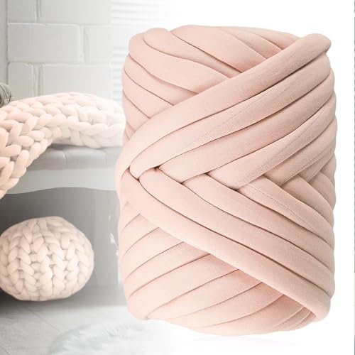 Armstricken Wolle, 500g/25m Sperrige Armstricken Wolle Chunky Yarn Schlauchgarn Häkelwolle Grob Gestrickte Kuscheldecke Chunky zum Handstricken Armstricken Isländische für Anfänger (Rosa)