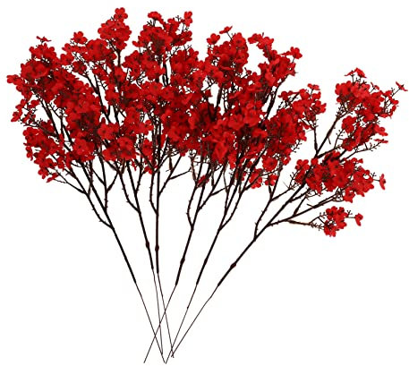 Cabilock 6 Pièces Gypsophile simulée décorations de Maison pour la Maison Bricolage Floral Fake Plants Fleur de Noel décoration de Salon Accessoire de Composition Bricolage Rouge