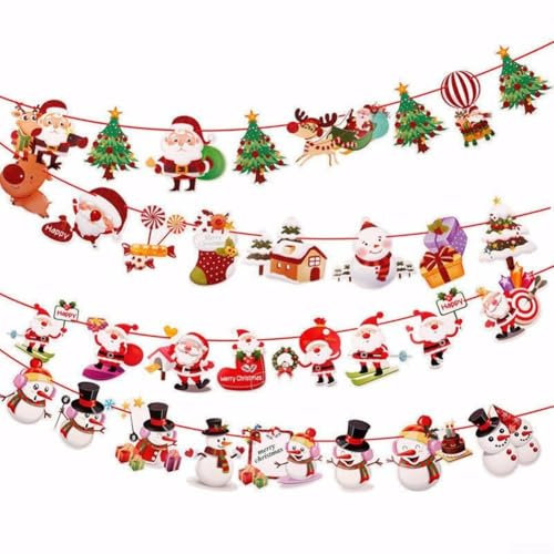 Weihnachts-Wimpelkette, Frohe Weihnachten, Wimpelkette, Weihnachtsdekoration, Schilder, hängende Banner, Dekoration für Zuhause, Wand, Kamin, Weihnachtsfeierzubehör (Haus)