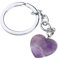Suammiitstrieadea Pendentif en forme de cœur en pierre naturelle pour sac à main, porte-clé, cadeau violet, violet, taille unique
