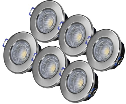 ELG Leuchten LED Einbaustrahler 6er Set, 68mm, Silber-Matt, 7,5W, 2800-4000K