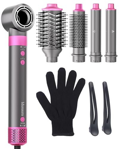 Idunaura 5 in 1 Phon Capelli & Hair Styler, 110,000 GIRI/MIN, 39M/S, 1200W Asciugacapelli ad Alta Velocità, 500 Milioni di Ioni Hair Dryer con Spazzola Asciugacapelli e Air Arricciacapelli