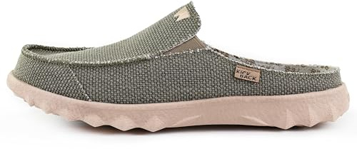 Kickback Chaise Classic Mules da Uomo Senza Tallone – Zoccoli in Tela Casual Slip‑On – Scarpe Estive Comode per Interni ed Esterni, Spiaggia e Viaggio con Suola Antiscivolo – Cachi, EU 43