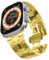 TWRQA Correa de acero inoxidable para Apple Watch Ultra 2 Band 49 mm 45 mm 44 mm 42 mm, correa de metal con cierre plegable para Apple Watch Series 9 8 7 6 5 4 3 2 1 Ultra/Ultra 2 Men(Gold)