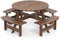 GIANTEX Mesa de Picnic con 4 Bancos para 8 Personas, Mesa de Comedor de Madera de Abeto con Agujero de Sombrilla, 179 x 179 x 70 cm, Juego de Muebles para Patio, Jardín, Terraza (Marrón)