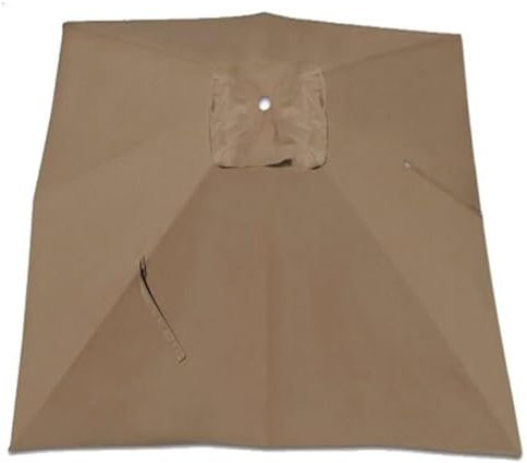 NIKSHI 300x300cm Auvent De Rechange pour Déporté Parasol De Terrasse, Carré Toile De Rechange pour Parasol Tissu De Rechange pour Parasol De Table D'extérieur,Khaki-300x300cm(10x10ft)
