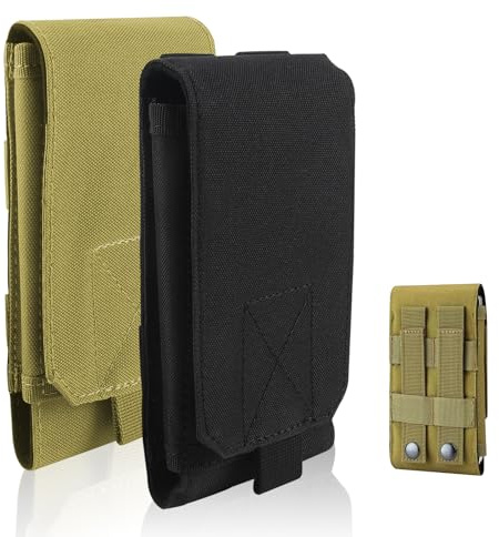 Sunyunze 2 Stück Handytasche Rucksack Handytasche Gürtel Universal Handy Gürteltasche Holster Cover Case für Outdoor Aktivitäten Berufstätige u. Reisende Braun und Schwarz