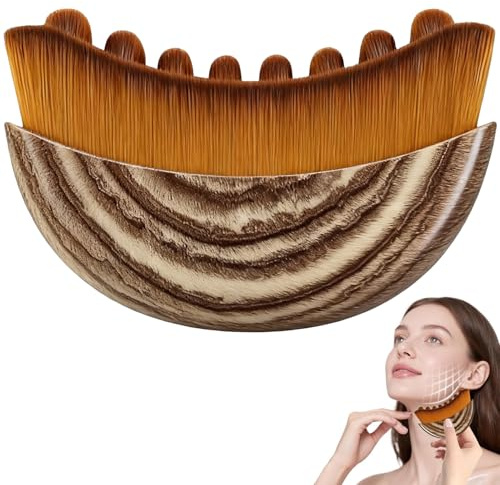 Lymphbürsten Gesicht, Gesichtsbürste, Face Brush, Lymphdrainage, Massagegerät Kontur Kinn Kiefer mit Aufbewahrungsbox (Brown)