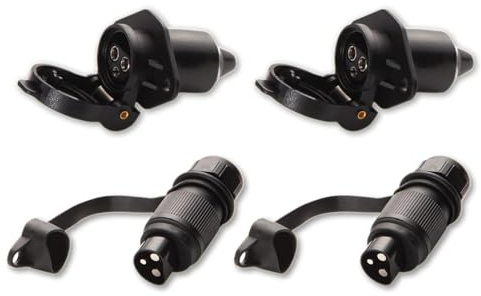 KARFIXON Enchufe y Enchufe de Remolque de 3 Pines 12V DIN 9680 Conector 3 Pines para Tractor Remolque Vehículos Agrícolas - 2 Piezas