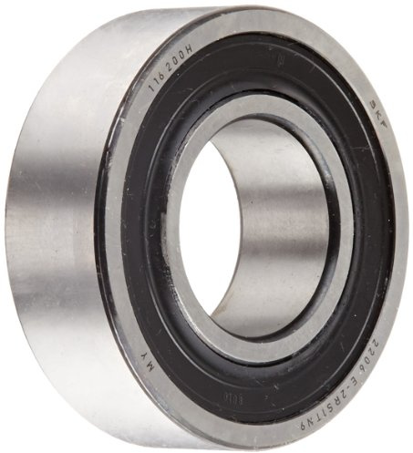 SKF 2206 E-2RS1TN9 Double Row Self-Aligning Bearing, ABEC 1 Precision, Double Sealed, Plastic Cage, Normal Clearance, Metric, 30mm Bore, 62mm OD, 20mm Width, 1510.0 pounds Static Load Capacity, 5350.00 pounds Dynamic Load Capacity