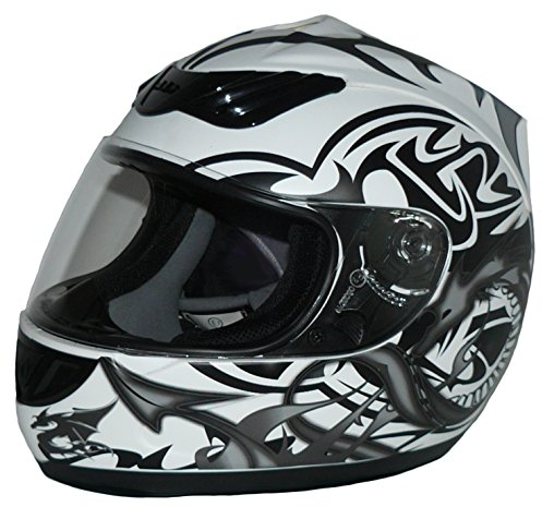 protectWEAR Motorradhelm weiß H-510-11 graues Drachendesign-S