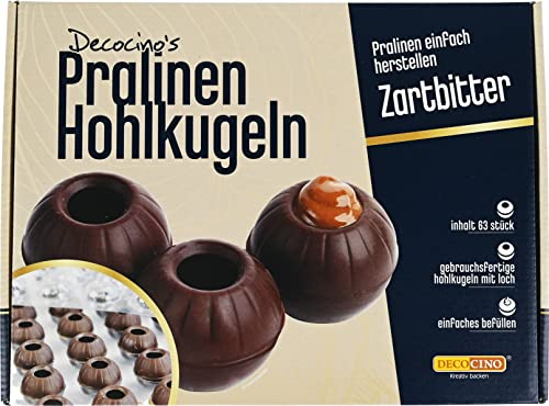 Decocino Pralinen-Hohlkörper (63 Stk) – Zartbitter Schokolade – Pralinen-Form |Pralinen selber machen – ideale Pralinen-Hohlkugeln für Weihnachts-Pralinen