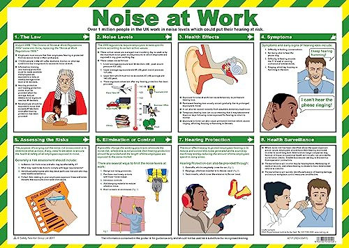 Safety First Aid Group Noise at Work A2 Poster, Laminated | 60cm x 43cm, Laminated