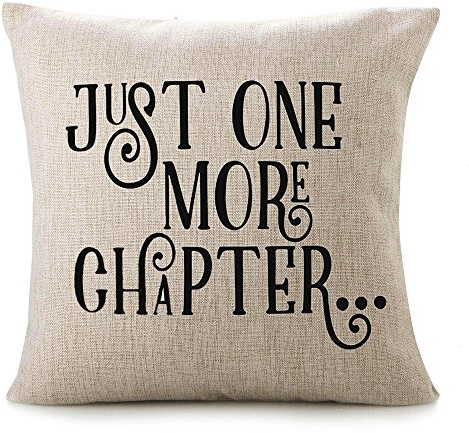CHICCAT Cotton Linen Throw Pillow Case - JUST ONE More Chapter Home Decor Wedding Gift Engagement Present Housewarming Gift Cushion Cover 18 X 18