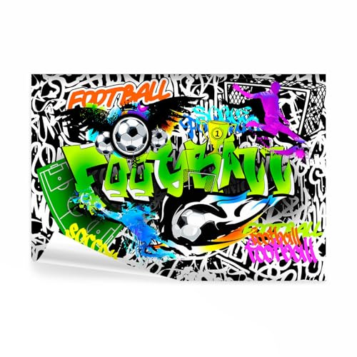 decomonkey Fototapete Graffiti Fußball, 350x256 cm, XL, Ball, Vlies, Tapete | Schlafzimmer, Wohnzimmer, Jugendzimmer, Fototapeten, Tapeten, Vliestapete, Wandtapete, moderne, Wandbild, Wand