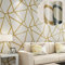 10X0.53M Blue Gold Silver Abstract Geometry Embossed Textured Non-Woven Wallpaper Roll for Bedroom Livingroom 1.73' W x 32.8' L=5.3㎡ (57sq.ft) (Cream Gold)