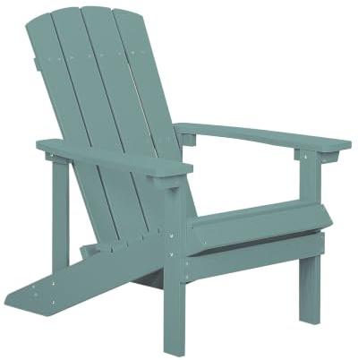 Beliani Garden Chair Blue Plastic Wood With Backrest, Adirondack