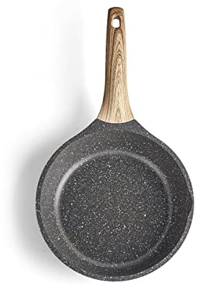 Caannasweis Sartén antiadherente de granito, sartenes antiadherentes para tortillas, huevos de tortilla, sartén de chef de piedra, compatible con inducción, sin PFOA (gris, 8 pulgadas)