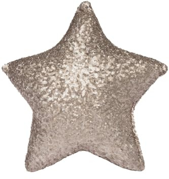 Wohnando Stern Pailletten Kissen 35 x 35 cm | funkelndes Deko Kissen Sternform für Sofa & Kinderzimmer | samtweiches Zierkissen, hochwertige Verarbeitung, einzigartiges Design, Sparkle Silber