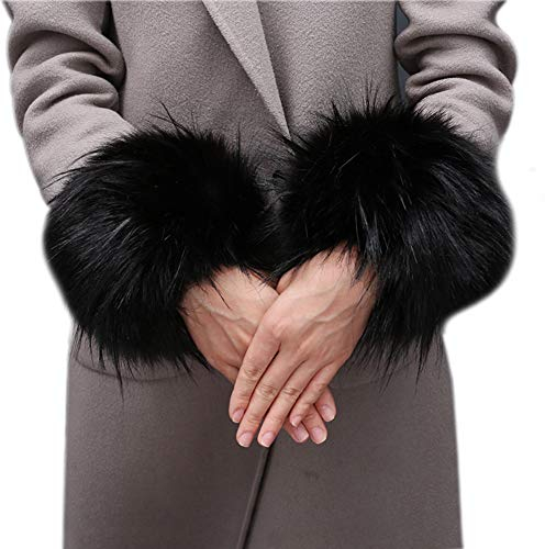 Asudaro Frauen Mädchen Herbst Winter Fell Pelz Armstulpen Stulpen Manschetten Fellstulpen Handschuhe Armband Pulswärmer Kunstfell Handschuhe Ärmel Manschette Bekleidungszubehör