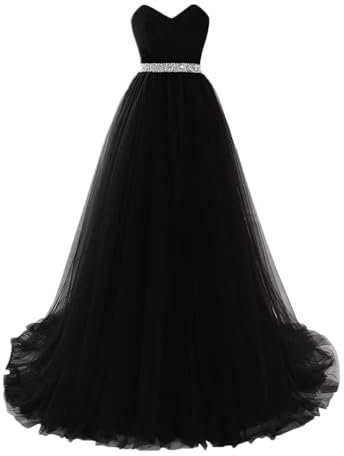 Misshow Ballkleid, lang, elegant, Vintage-Stil, schulterfrei, Pailletten, langes Kleid, schick, Abendkleid, Schwarz , 32
