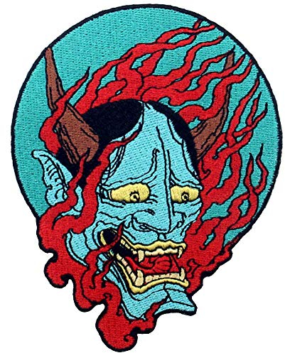 Samurai Hannya oni Patch Embroidered Applique Badge Iron On Sew On Emblem