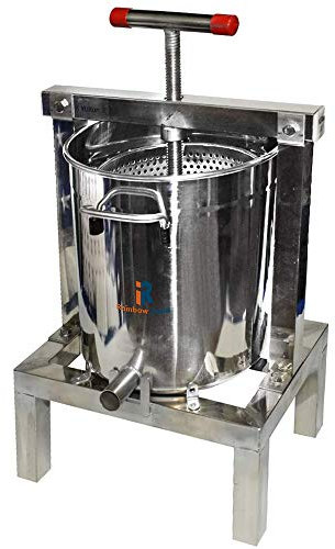 Stainless Steel Manual Honey Presser Fruit Press Beeswax Extractor Beekeeping Machine Cider, Wine Press Extractor for Wine and Juice Making with 20L Keg and 10L Stainless Steel Strainer