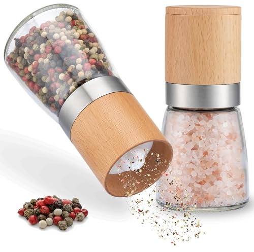 ZOLMER® Gerwürzmühlen 2er Set mit verstellbarem Keramikmahlwerk - Edle Salzmühle & Pfeffermühle aus hochwertigem Holz - Auch als Chilimühle [Ohne Gewürzinhalt]
