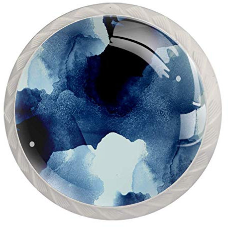 Lot de 4 boutons de porte colorés en forme de vagues bleues