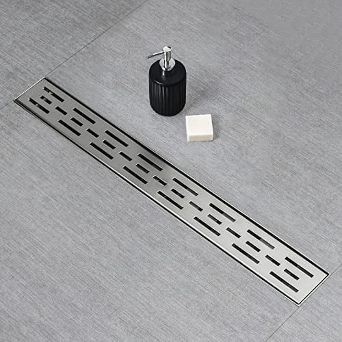 SaniteModar Linear Shower Drain 60 inch Brushed with Brick Pattern Grate