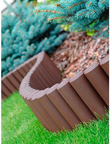 Very Strong Garden Fence Lawn Edging Boarder Edge Palisade Fencing Plastic (24pcs Pack (6.84M), Brown)