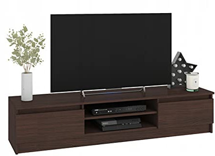 BDW Mobile TV perfetto per soggiorno, camera da letto o camera dei ragazzi, 2 ante e 2 ripiani perfetto per arredare gli interni. Dimensioni: 160 x 33 x 40 cm (Wengè)