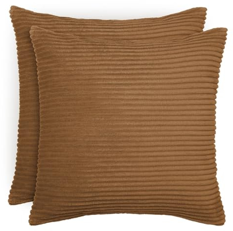 Blumtal 2er Set Kissenbezug 50x50 cm Braun – Kord Kissenhülle mit verstecktem Reißverschluss, weiche Cord Kissenbezüge - für Deko-Kissen Polster Sofakissen Zierkissen & Couchkissen