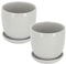 Kotarbau® - Vaso da fiori in ceramica per piante con vassoio antigoccia, diametro di 20 cm, colore grigio, set da 2