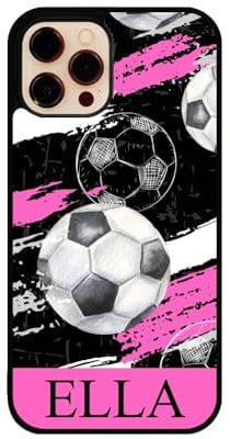 Personalised Cute Girl's Football Phone Case Silicone TPU Case for all Apple IPHONES (iPhone 5/5S, BLACK)