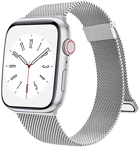 Amzpas Cinturino Compatibile per Apple Watch 45mm 44mm 46mm 42mm 41mm 40mm 38mm 49mm, Cinturino in Acciaio Inossidabile a Maglia Milanese per iWatch Apple Watch SE/Series 10 9 8 7 6 5 4 3 2 1 Ultra