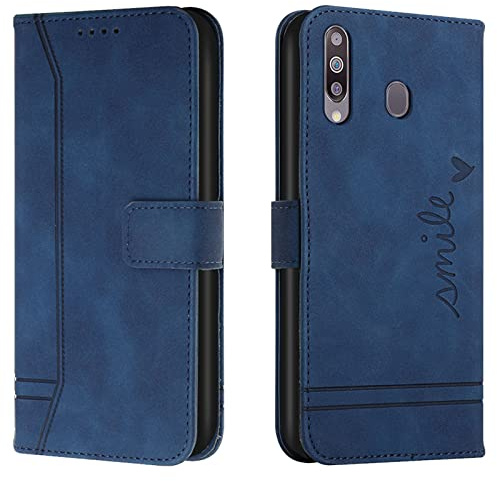 Lihondar Kompatibel mit Samsung Galaxy A20S Hülle, Handyhülle Samsung A20S, A20S Leder Klappbar Schutzhülle Tasche Wallet Brieftasche [Ständer] Cover Flip Case für Samsung A20S Klapphülle (Blau)