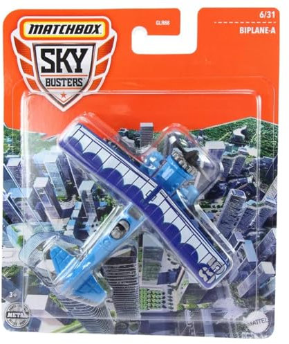 Matchbox Diecast Skybusters - Modellino aereo in scala 1:64 - Biplane-A