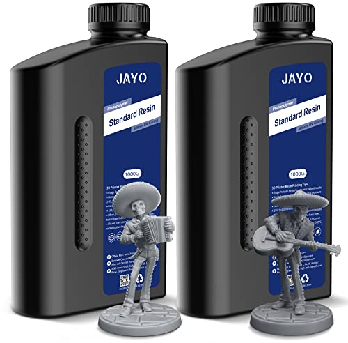 JAYO 3D Drucker Harz, 405nm UV Standard Fast Curing Photopolymer Resin für 4K/6K/8K LCD DLP SLA 3D Drucker, Hohe Präzision, Geringe Schrumpfung, Grau+Dunkelgrau, 1000g, 2 Pcs